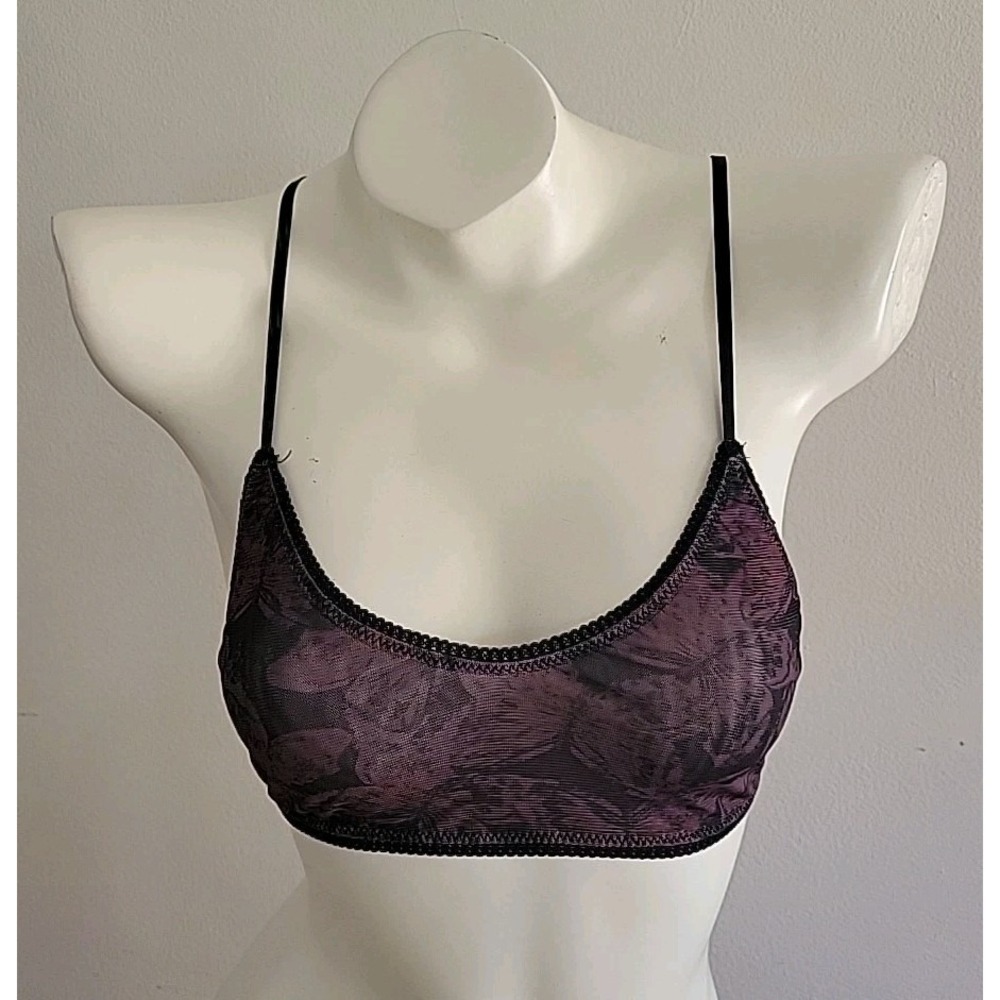 Intimately Free People‎ Bralette Small Semi Sheer Mesh Butterfly Print Playful